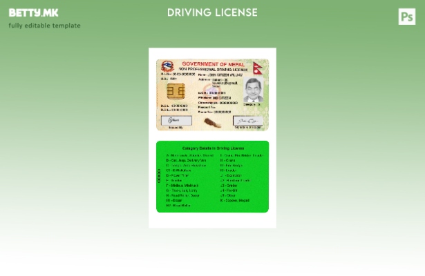 Модерен стил Непалски паметен шаблон за возачка дозвола